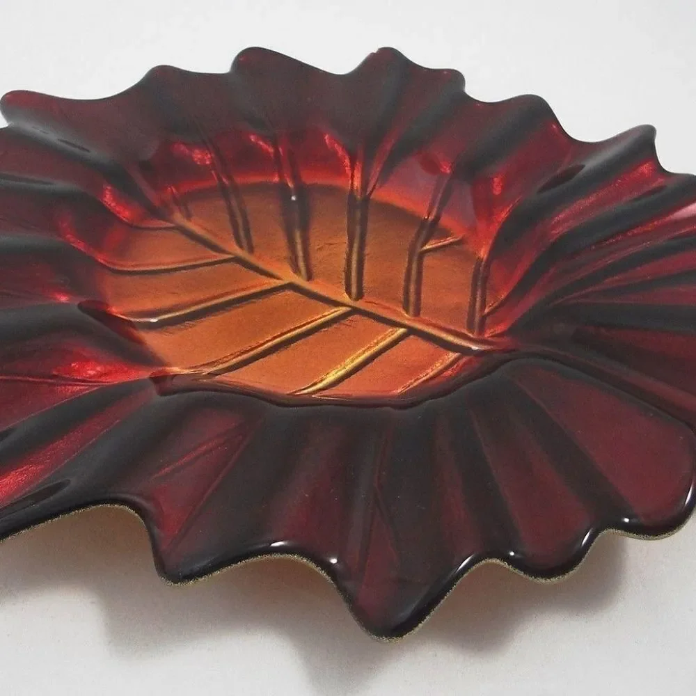 🩵Partylite Red & Gold Indian Summer Pillar Candle Tray - Picture 6 of 10